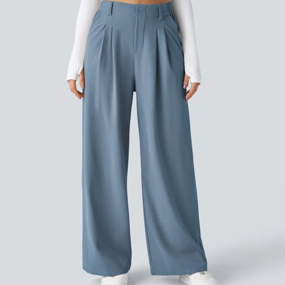 HALARA Wide-Leg Pants in Slate Blue